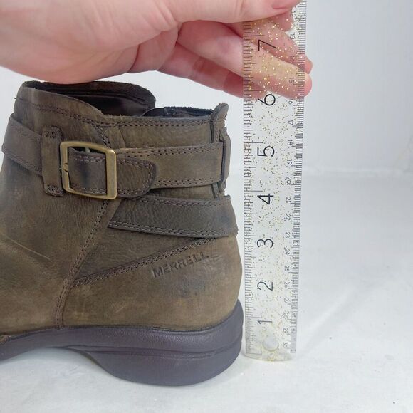 Merrell Andover Bluffs Waterproof Brown Leather Booties Ankle Boots Size 9 - Picture 8 of 11